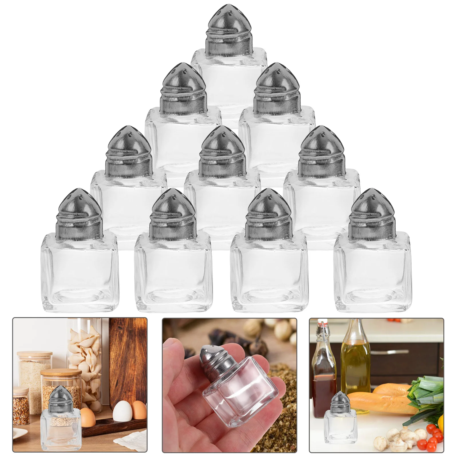 

10Pcs Mini Seasoning Shaker Bottles Glass Spices Condiment Jars Kitchen Salt and Small Containers Shaker Spices Boxes Kitchen