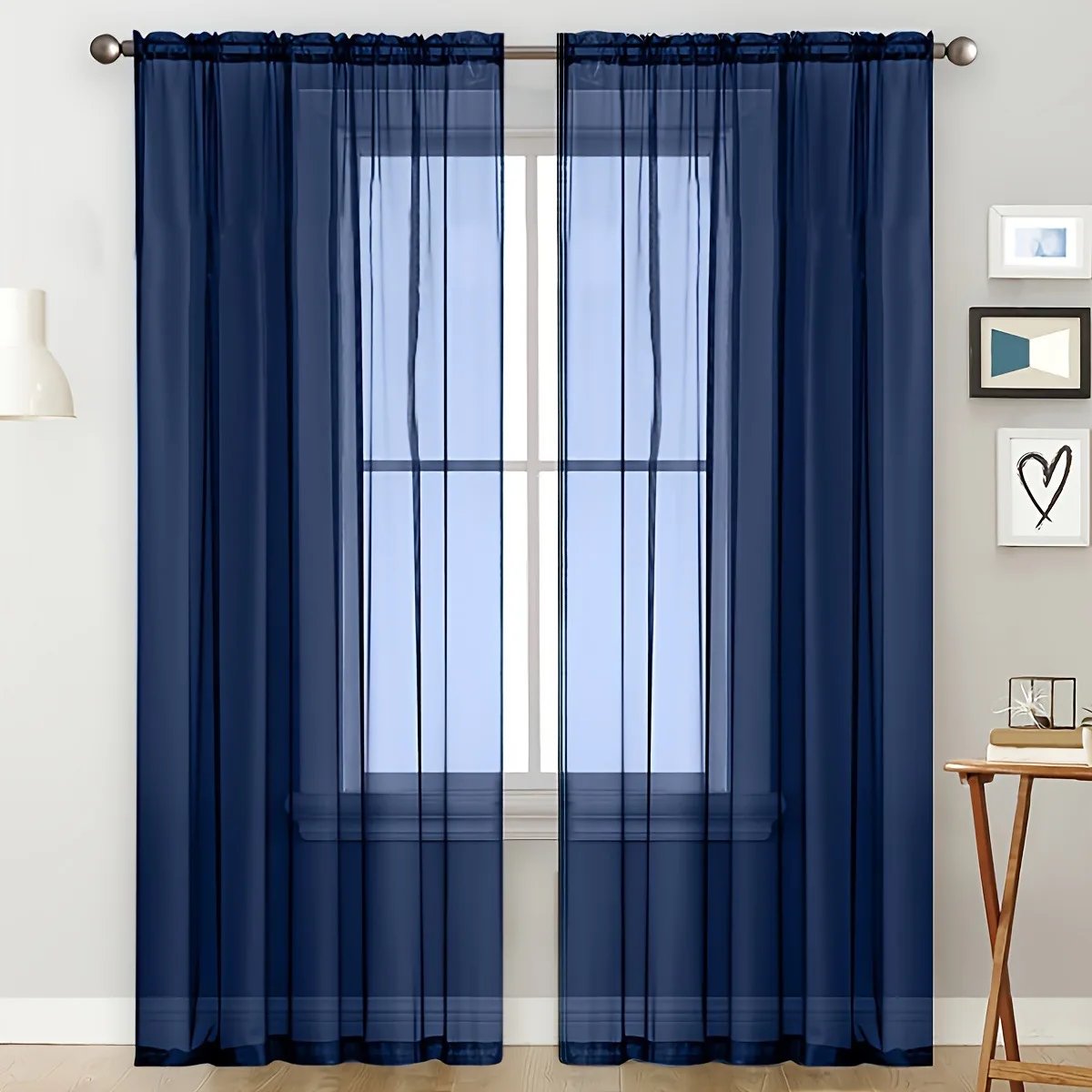 1Set Solid Color Double String Screen Curtain Semi Blackout Thin Window Screen For Living Dining Room Bedroom Decorate