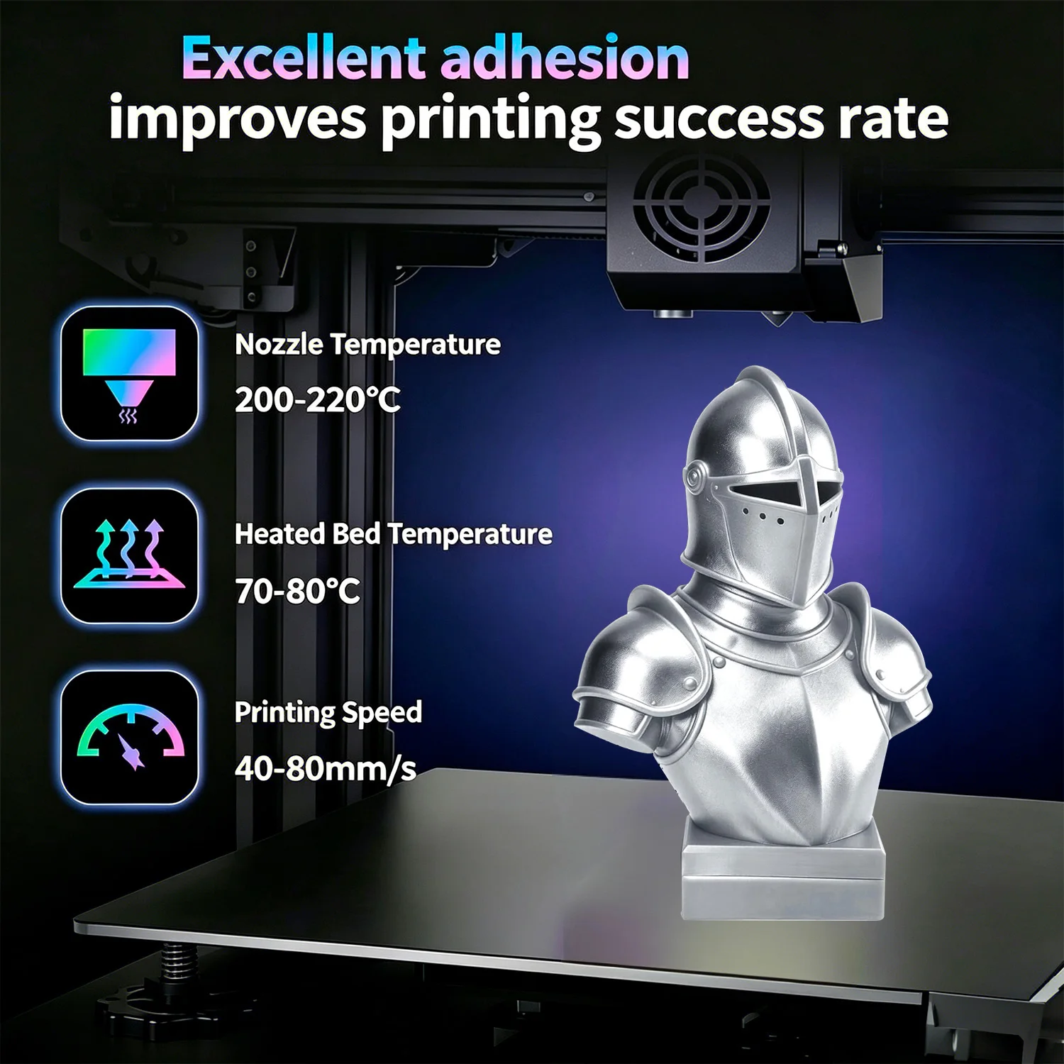 3D Filament 1.75, Shiny Silk PLA Filament with Smooth Silky Surface,Dimensional Accuracy +/- 0.02mm,Silk Silver 250G