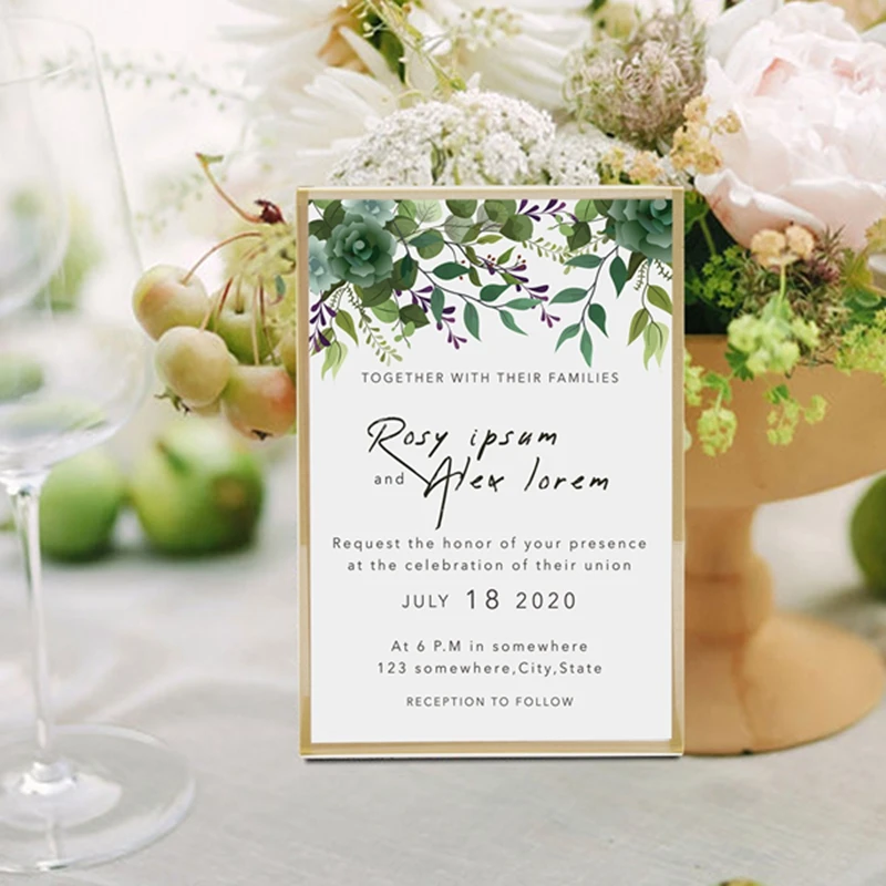 

【RECOMMEND】12 шт., акриловый держатель для вывески в золотой рамке, держатель для свадебного стола, держатель для номера, наклонное меню, двухсторонняя подставка, вертикаль 4X6 дюймов