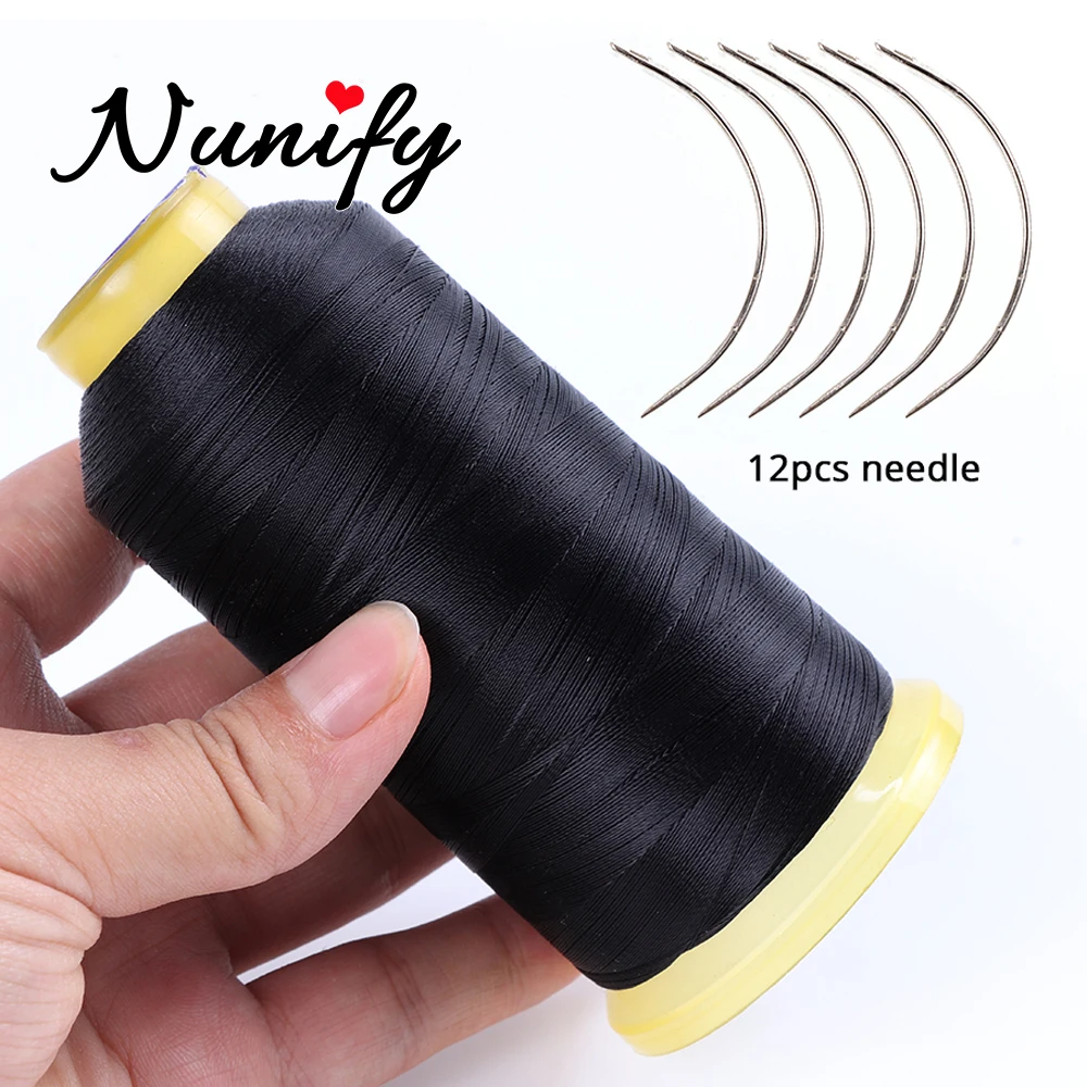 

Черная нейлоновая швейная нить с иглами C-образного типа для изготовления париков, нить для плетения волос с иглами C-образного типа, аксессуары для изготовления париков