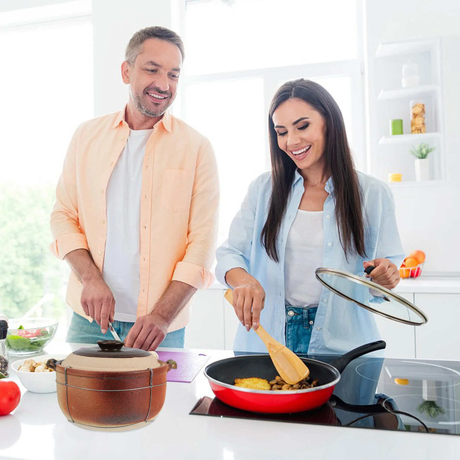 

Керамическая глиняная кастрюля для приготовления супа, тушеного и риса, традиционная китайская кастрюля с ровным распределением тепла, высокая температура