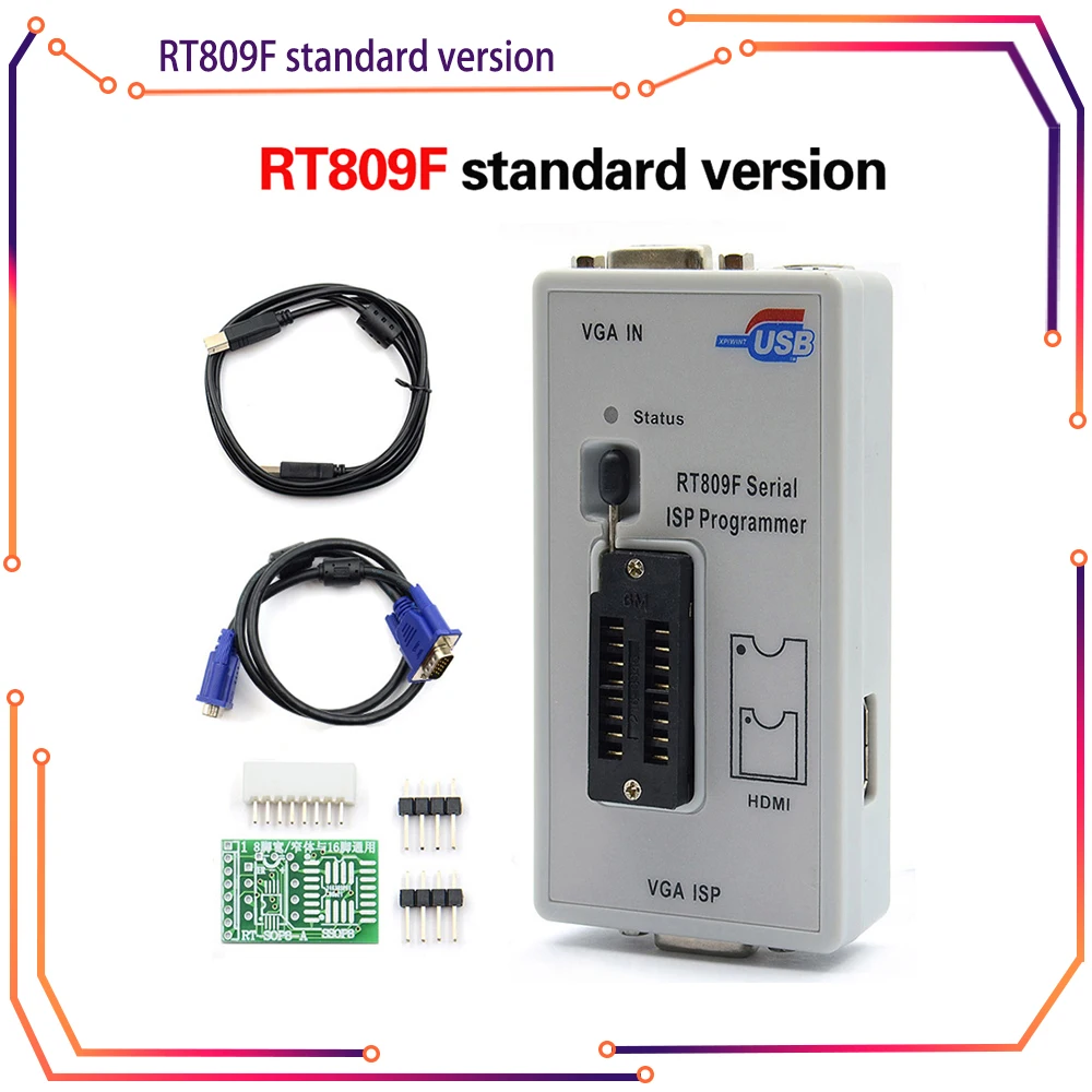 100% Original Newest RT809F ISP Programmer/ RT809 lcd usb programmer Repair Tools 24-25-93 serise IC EC12