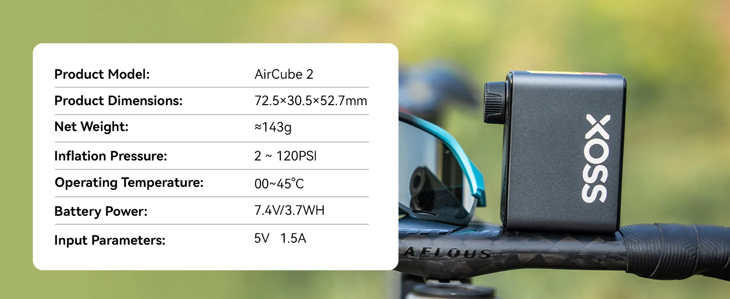 XOSS AirCube2 120PSI Elektrische Fahrradpumpe Mini Tragbare Luftpumpe Wiederaufladbarer Luftkompressor Fahrradzubehör – Detail 13