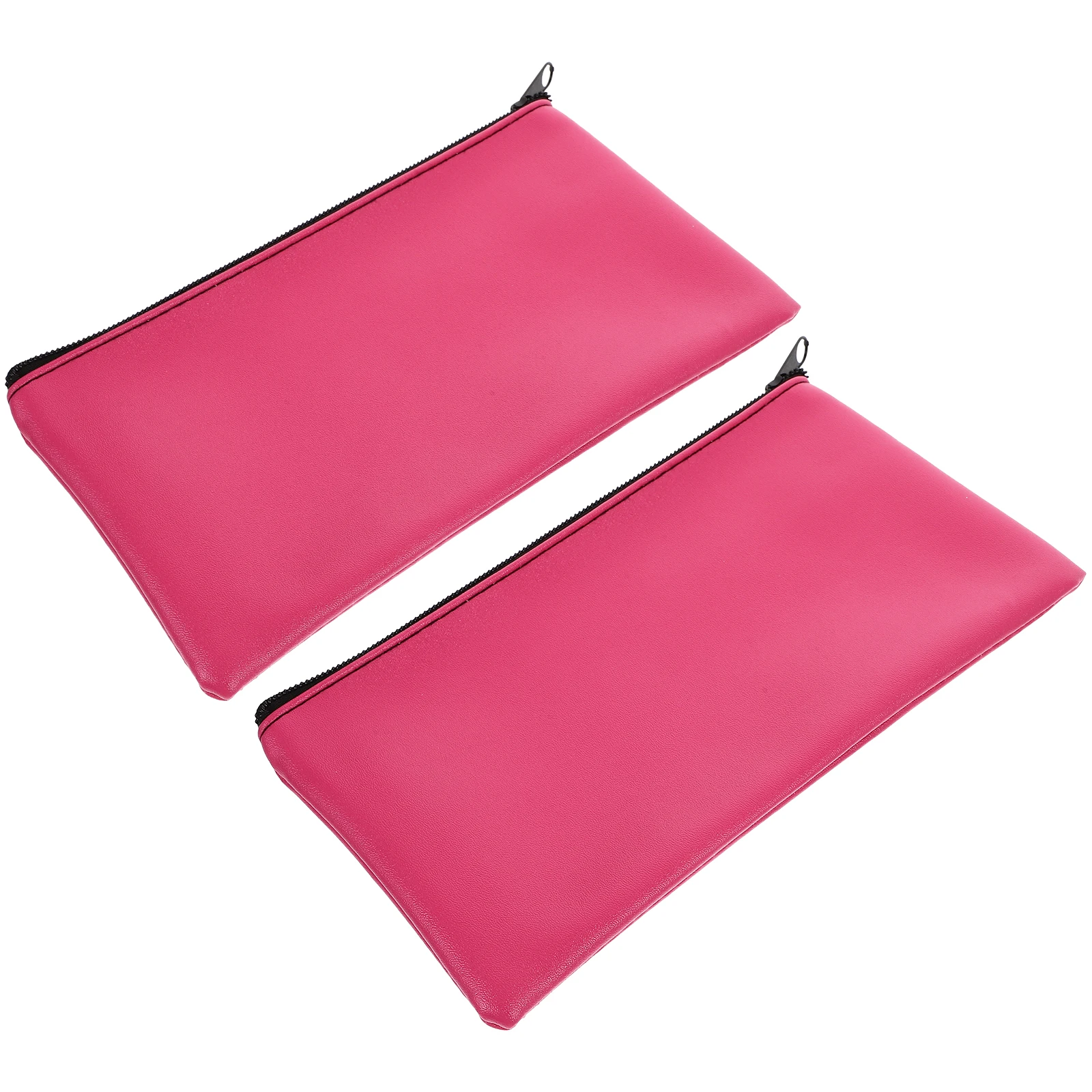 

2pcs PU Bill Bag Cash Bags with Zipper for Notes Money Organizer Receipt File Storage Rose Color Large Capacity