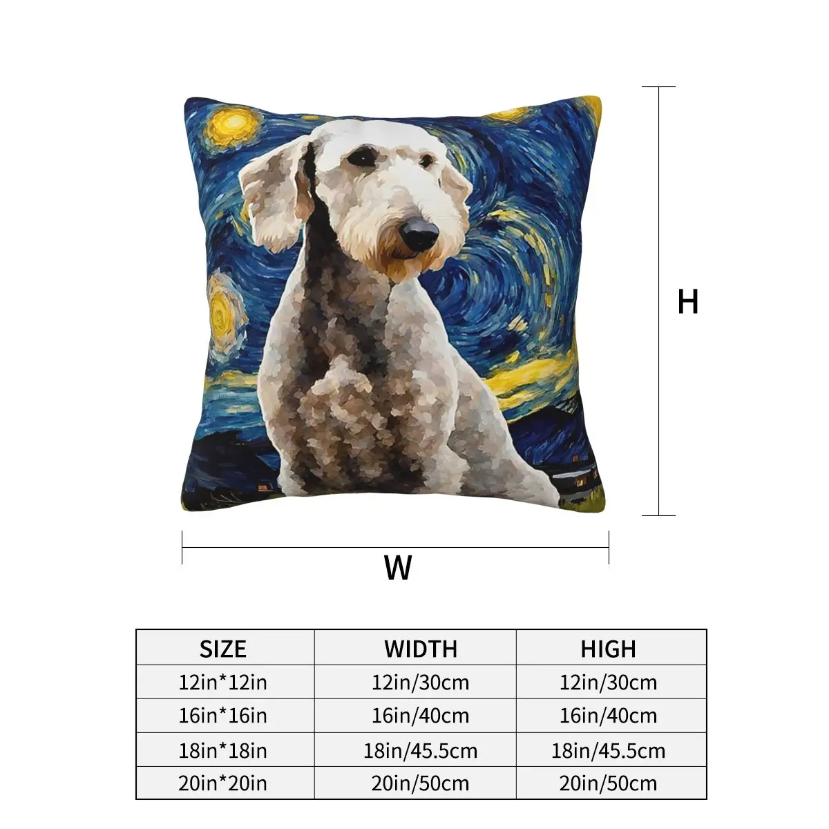 Bedlington Terrier Night Square Pillowcase Pillow Cover Cushion Decor Comfort Throw Pillow for Home Living Room