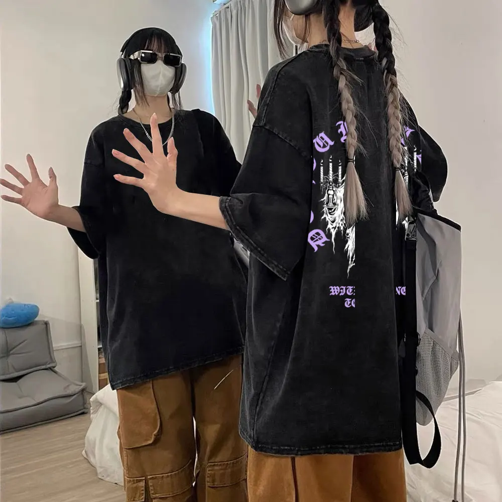 

Washed Retro Bad Omens Do You Feel Love Tour 2026 T Shirt Men Women Vintage Rock Gothic Metal T-shirts Male Oversized Streetwear