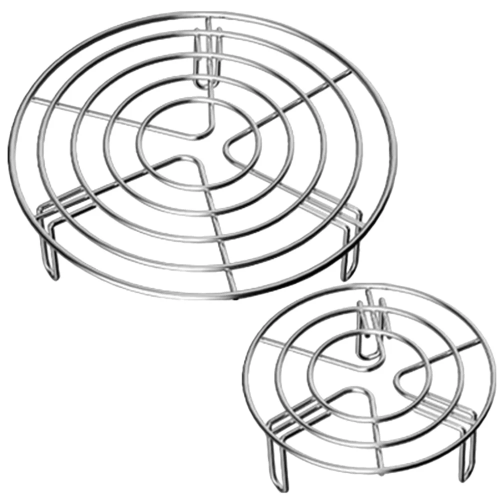 

2Pcs Heat-Resistant Stainless Steel Wok Rack Practical Egg Steaming Holder Kitchen Supply Cooling Rack Camping Accessory