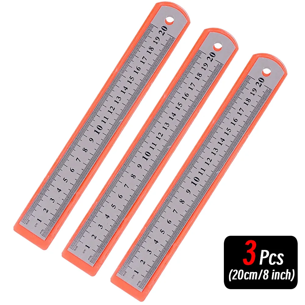 10P 15-30cm Roestvrij Stalen Metalen Rechte Liniaal Precisie Dubbelzijdig Precisie Meetinstrument Schaal Metrische Liniaal Accessoires