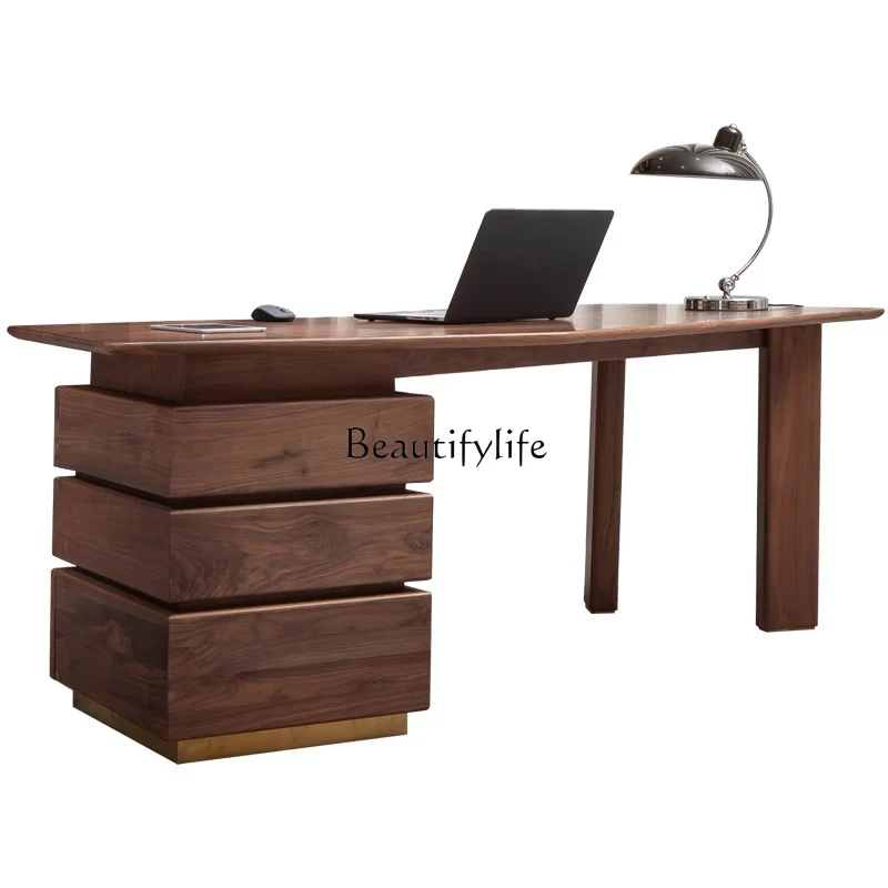 

Italian solid wood desk simple South American walnut study boss table
