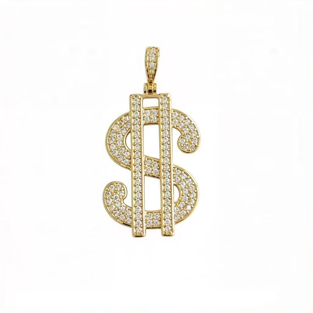 5 Pcs Dollar Sign Charms Cubic Zirconia Pav Pendant 18x27mm Jewelry Supplies for African American Black Woman Bracelets Necklace