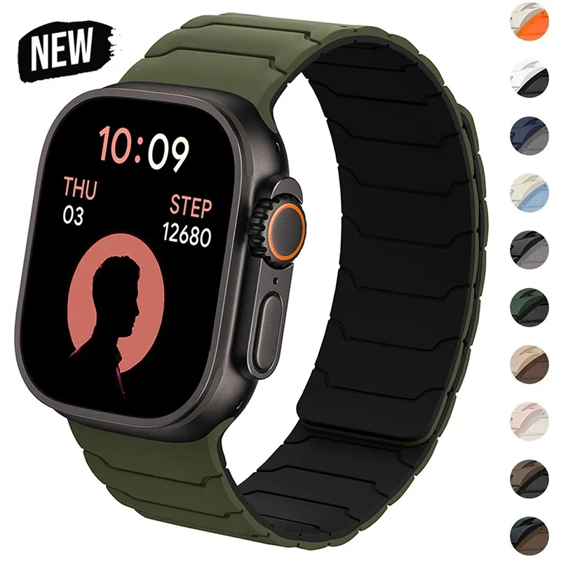 Magnetisches Armband für Apple Watch 44mm 40 49 45 41 38mm Silikon-Armband für iWatch Series 11 10 9 8 7 6 5 4 3 Se Ultra3