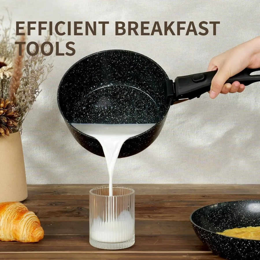 Nonstick Ceramic Cookware Set 21PCS with Detachable Handle Pans and Pots Set RV Kitchen Set Cookware Set Pan Pots with Removabl