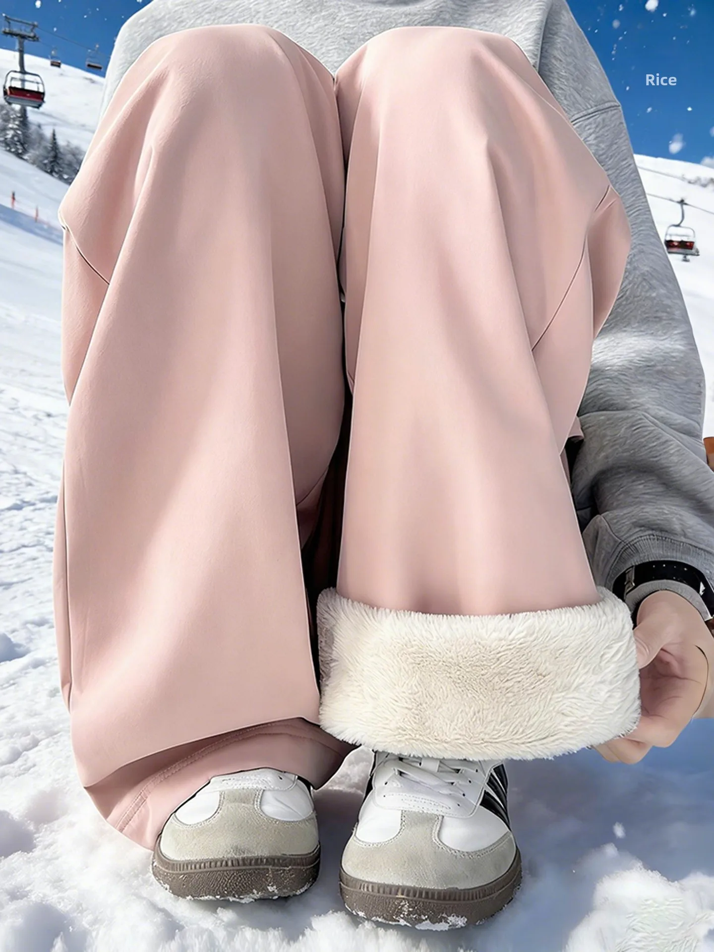 

Harbin Travel Winter Warm Lamb Velvet Fleece Lined Skiing Men's Trousers Windproof Waterproof Casual Straight Leg Pants