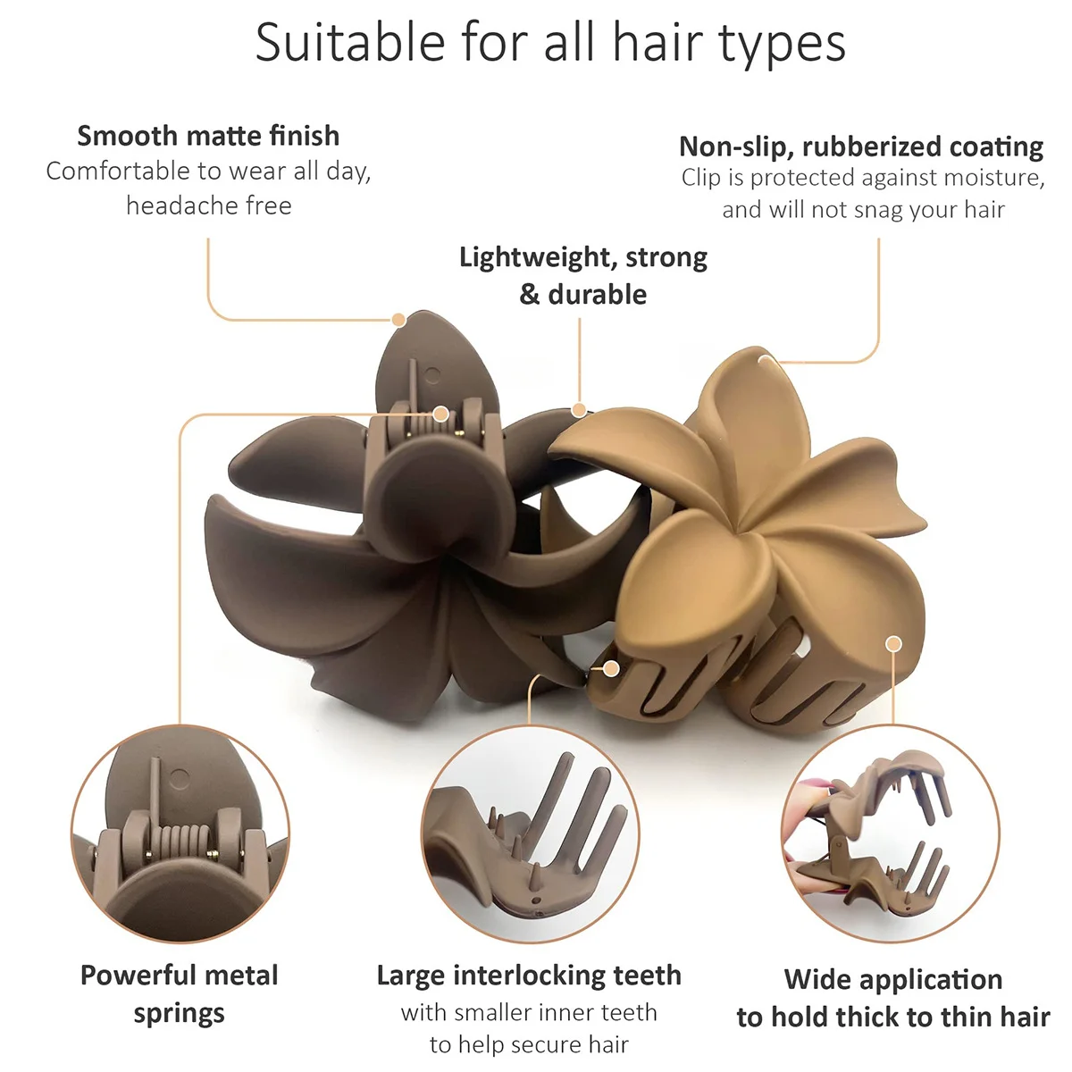 4Pcs New Fashion Flower Hair Claws for Women Large Hair Clips Crab Clamps Frosted Ponytail Shark Clip Headdress Hair Accessories
