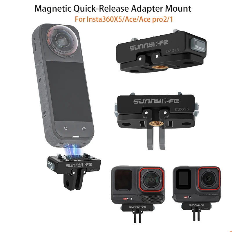 Base magnética de liberación rápida para Insta360 X5/Ace Pro 2/Ace/Ace Pro, adaptador de montaje, soporte para cámara deportiva, accesorios