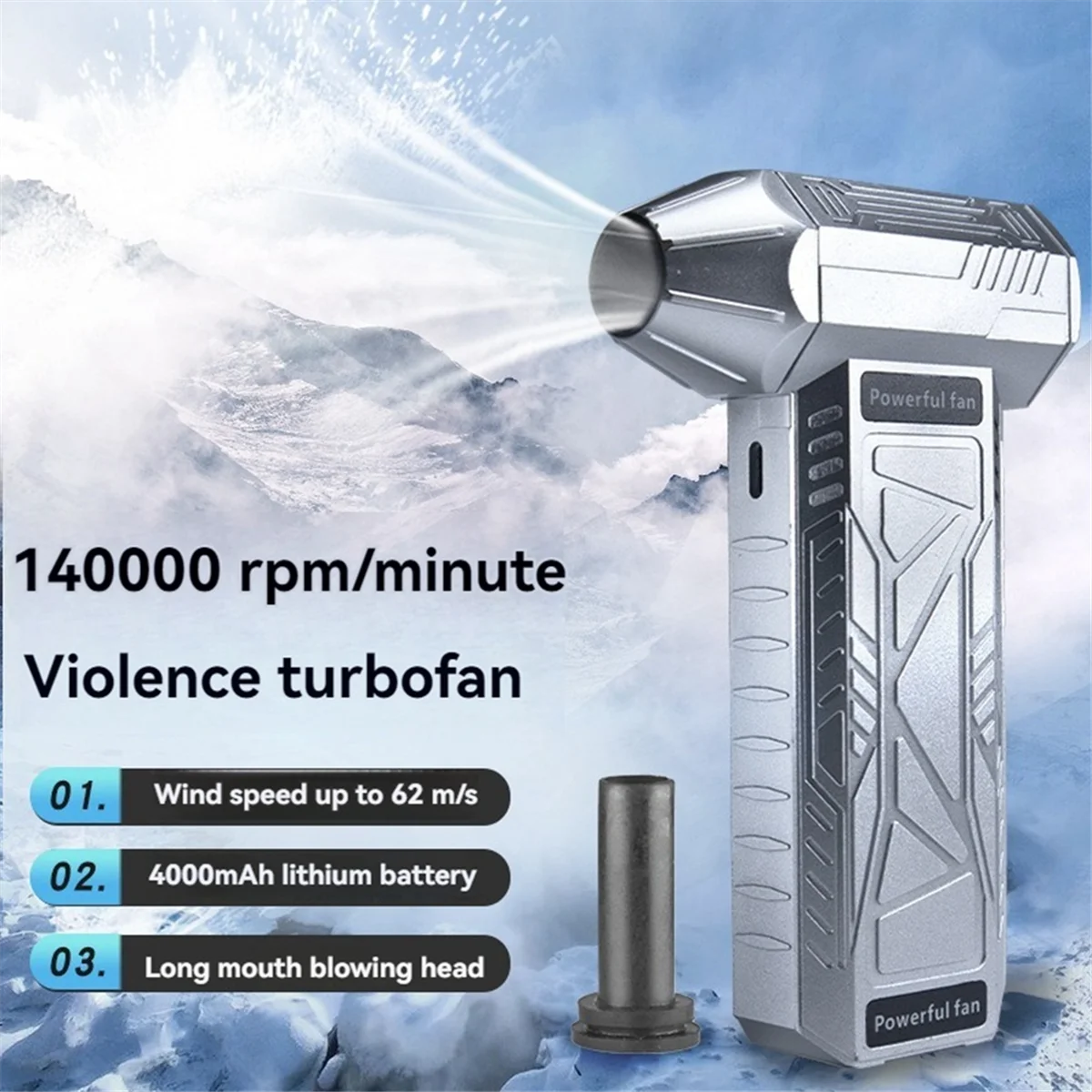 Souffleur d'air 140000 RPM Turbo Jet ventilateur affichage de puissance puissant ordinateur poussière soufflage outils de nettoyage ventilateur à main Portable