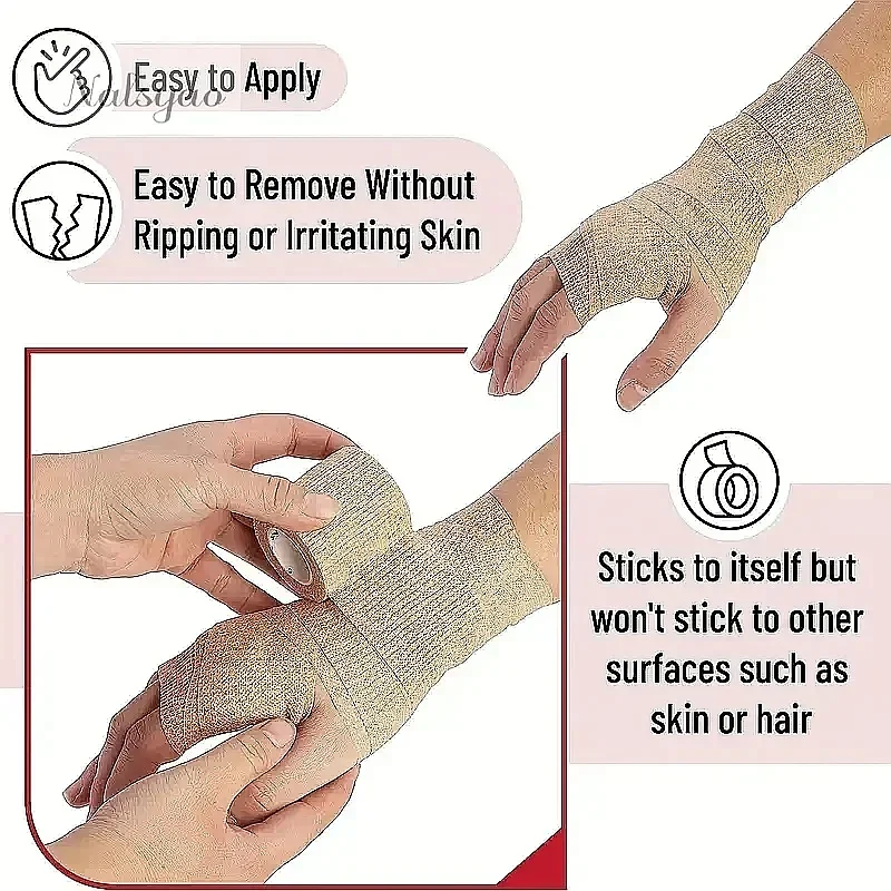 Beige Wrap Finger Tape for Wrist Ankle First Aid Breathable 10 Rolls Elastic Medical Adhesive Sports Bandage