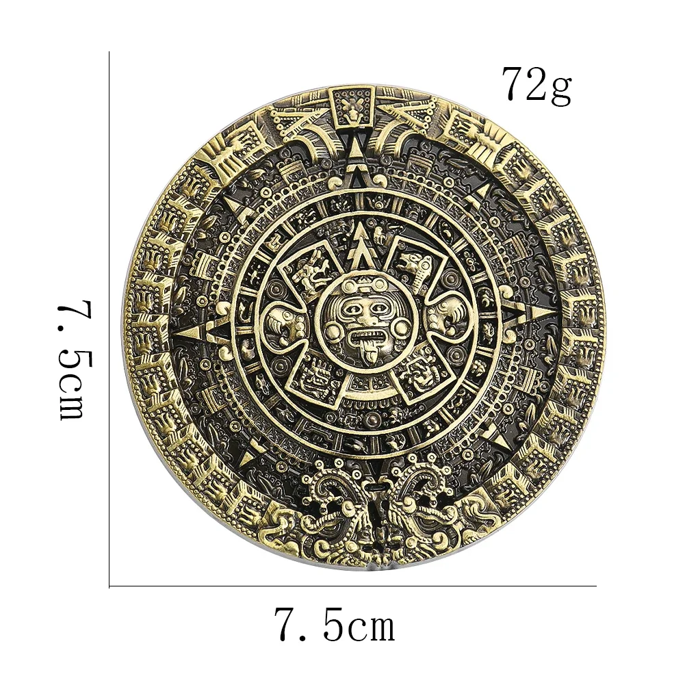 الله المايا ازتيك التقويم الشمسي Sundial سبائك الزنك حزام مشبك Olmec الخامس الحضارة الشمس الرجعية المشبك هوك الجلود الجينز الحرف