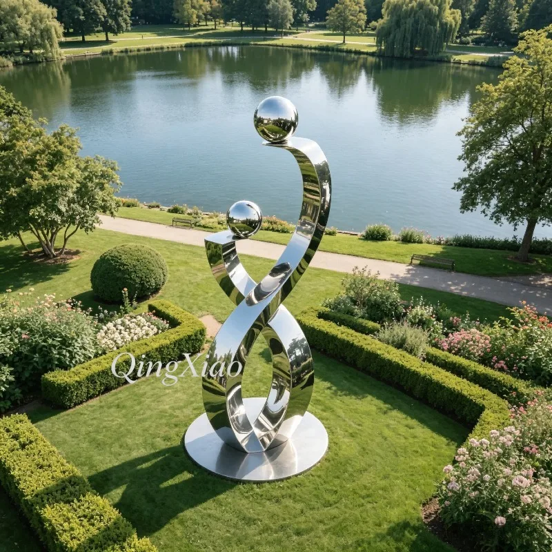 Infinity Curved Stainless Steel Sculpture Mirror Polished Custom Durable Decor For Outdoor Villa Manor Garden Landscape