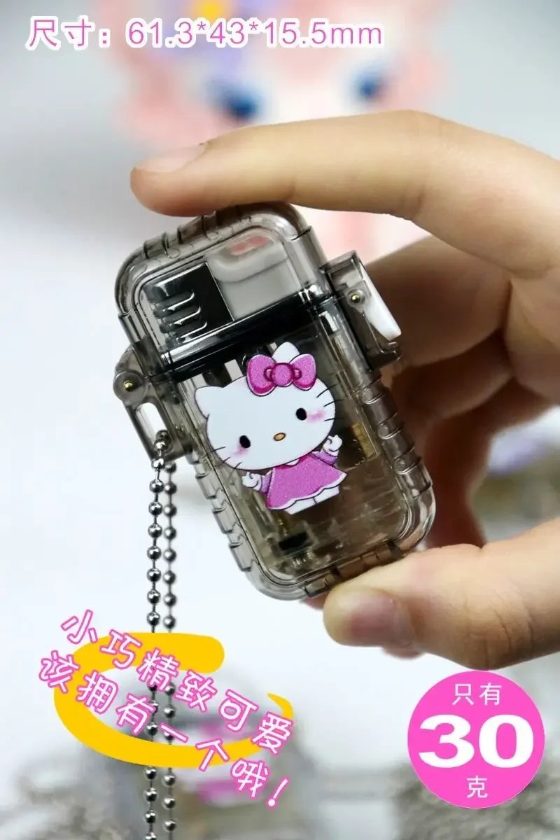 Necklace Creative Igniter Hello Kitty Sanrio Waterproof Lighter Kuromi My Melody Anime Cartoon Windproof Red Flame Gas Lighter