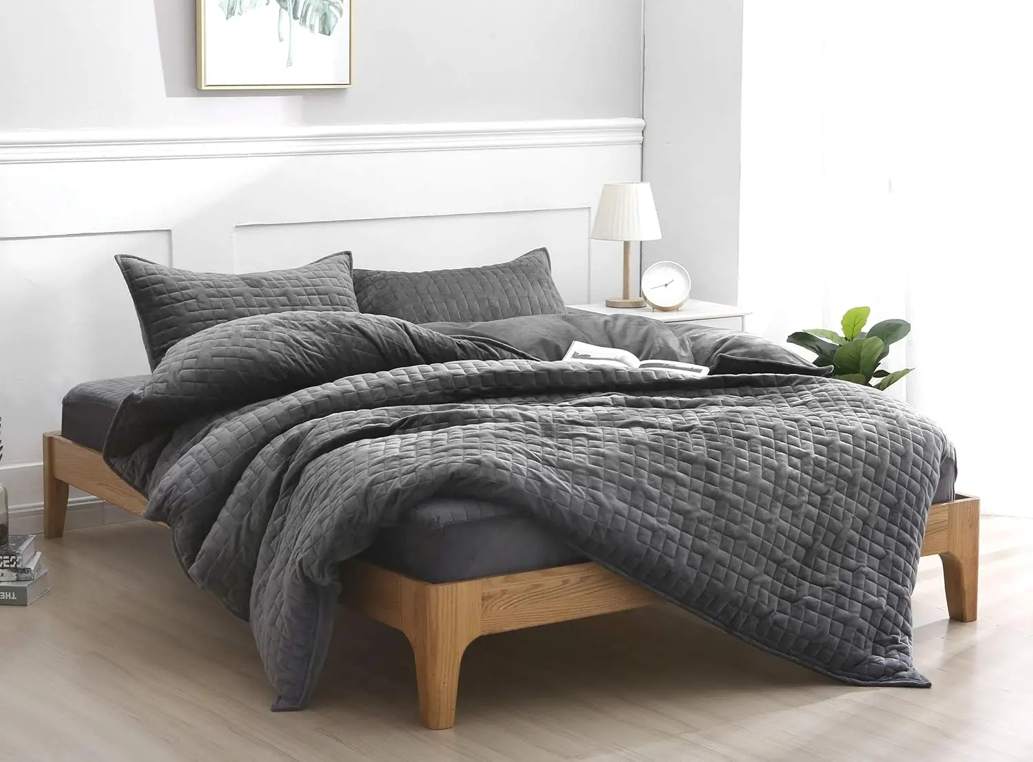 

Чехол для утяжеленного одеяла 60x80 дюймов с 8 завязками, стеганая ткань Minky, темно-серый