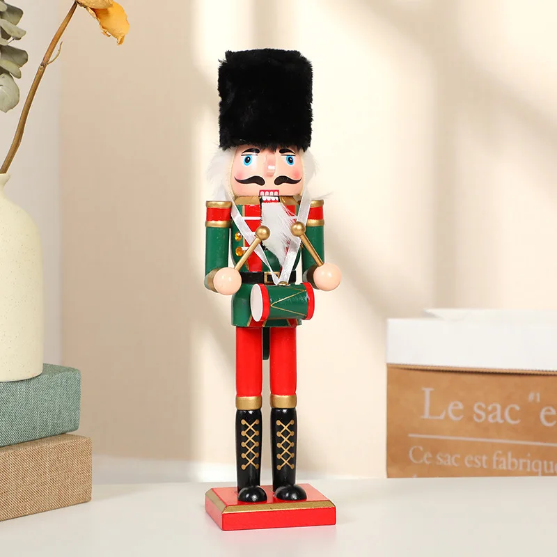 Christmas Decorations 30cm Wooden Nutcracker Soldier Figurines Ornaments Xmas Handcraft Puppet Desktop Ornaments New Year Gifts