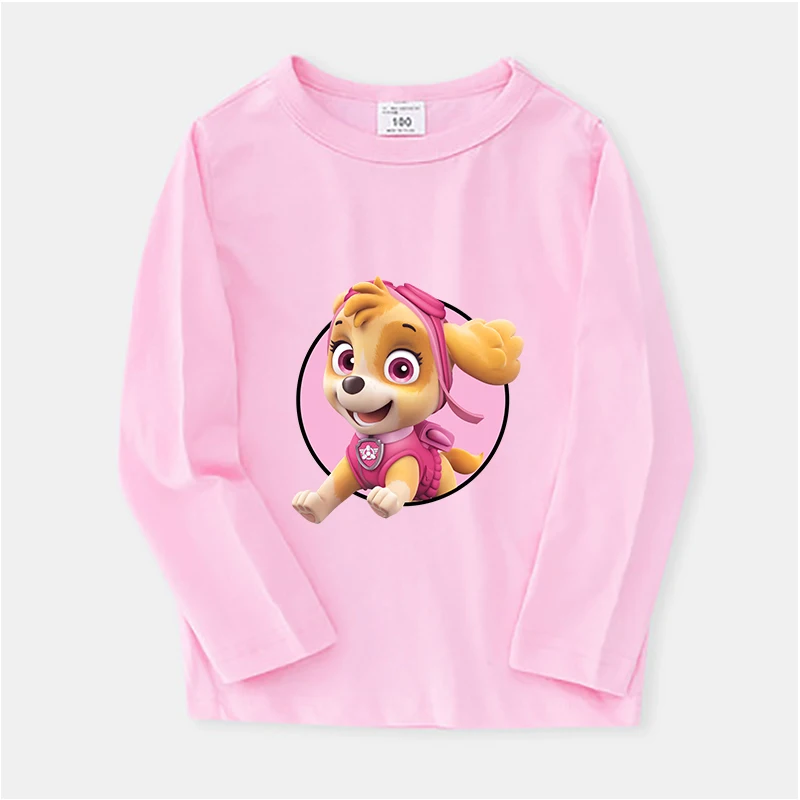 Paw Patrols Series T-shirt Long Sleeve Cute Chase Print Tops Cartoon Rubble Skye Clothes Spring Funny Birthday Gifts view 4