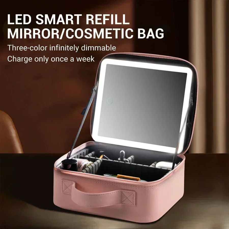 Rechargeable Vanity Mirror Light,Dimmable Makeup Mirror,LED Lighting,Desktop Dresser Organizer,Illuminated Cosmetic Bag,Bedroom