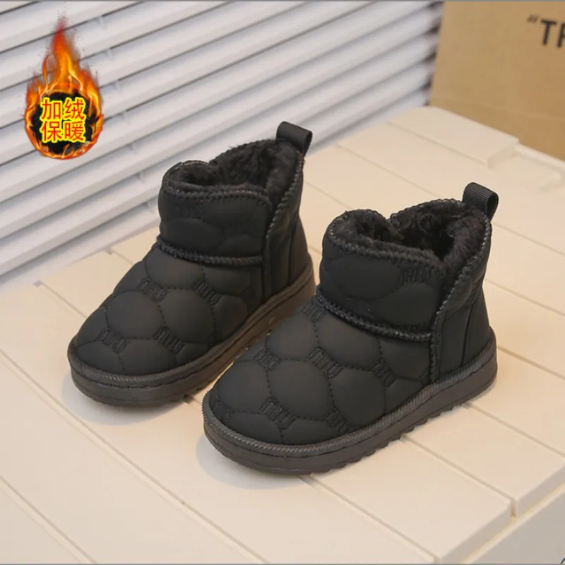 Children's snow boots 2025 winter new item girls' warm cotton shoes boys' plush thick short boots baby shoes