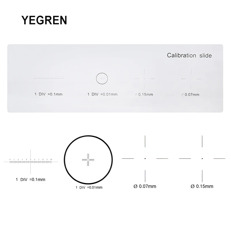 Cross Dot DIV 0.01 mm Stage Micrometer Calibration Slide Ruler with 4 Measurement Scales for Stereo Biological Microscope