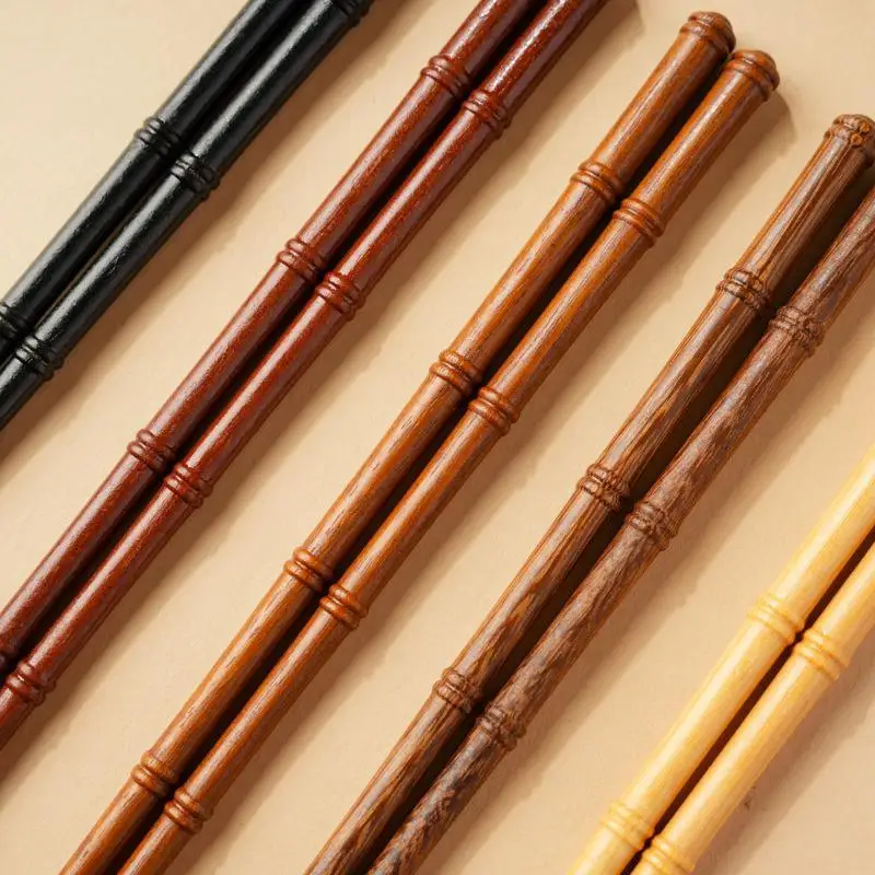 1 Pair High Quality Retro Wooden Chopsticks Solid Color Japanese Style Sushi Handmade Pointed Tip Dining Tableware