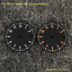 New NH35 Dial 28.5mm Green Luminous Watch Dial for NH35 NH36 4R 7S Movement Watch Accessories Single Calendar/without Calendar