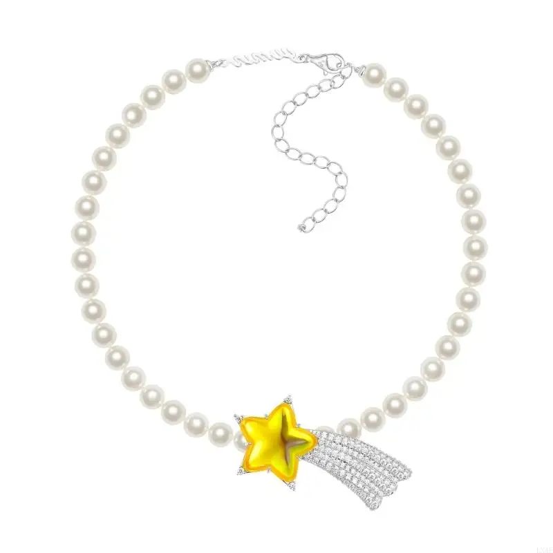  Comfortable Imitation Pearls Beaded Star Necklace Elegant For Women
