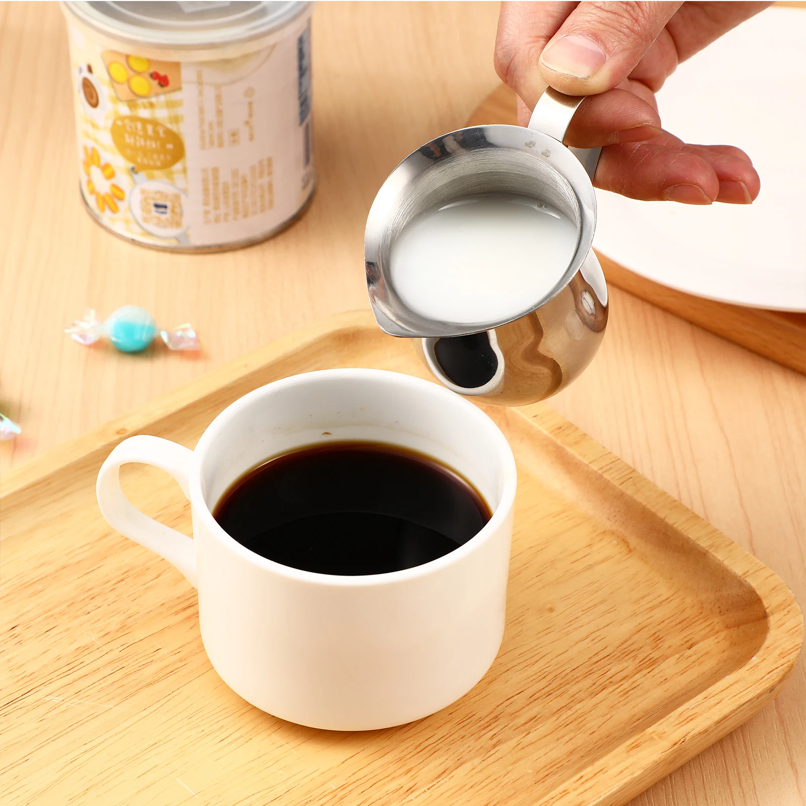 

3Pcs Stainless Steel Milk Cup 90ml Small Frothing Pitcher Ergonomic Handle Smooth Surface Espresso Coffee Jug Milk Frother Cup