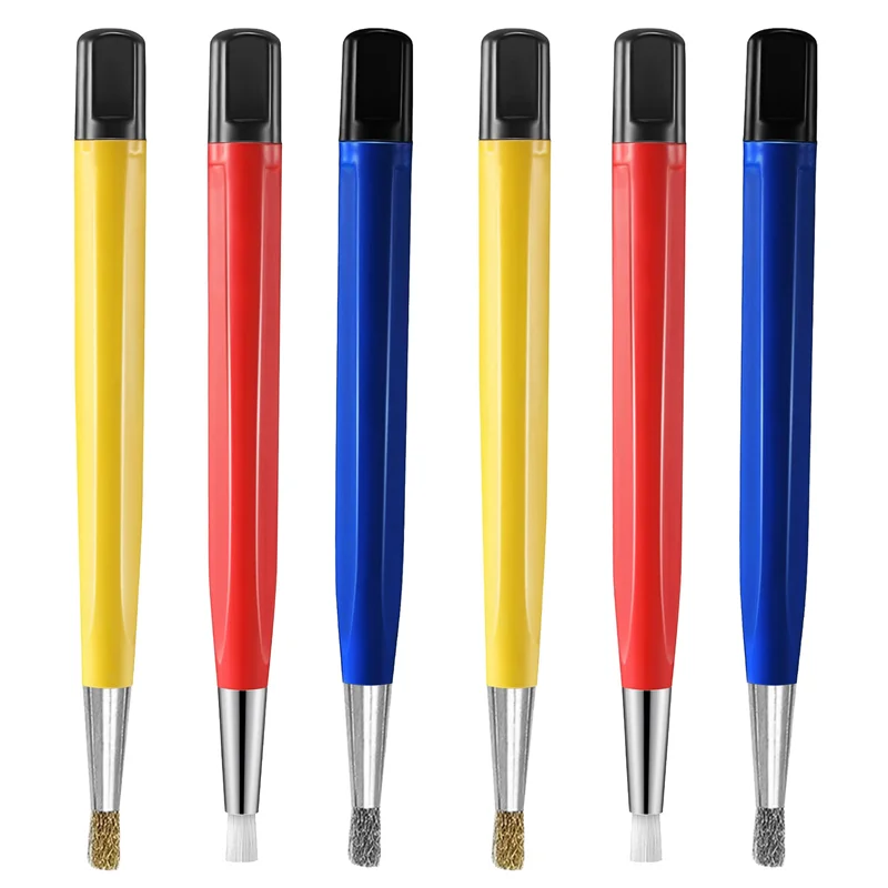

CYL-6Pcs Fiberglass Steel Scratch Brush Pen Fiber Bristles Polish Watch Rust Dirt Remover Jewelry Circuit Board Cleaning