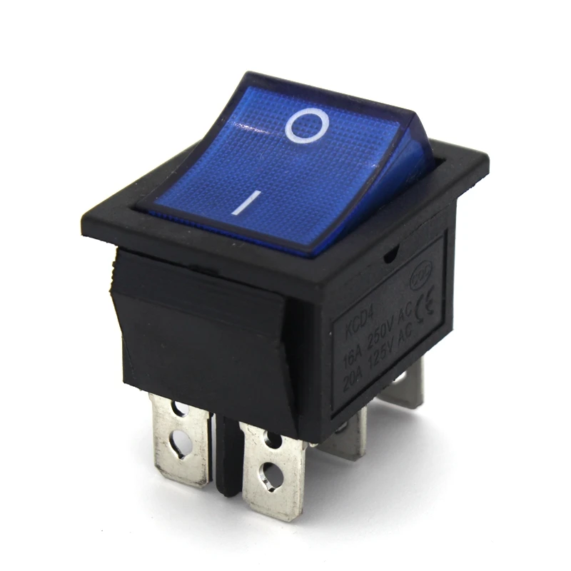 2Pcs Latching Rocker Switch Power Switch I/O 4 Pins 6 Pins with Light 16A 250VAC 20A 125VAC KCD4