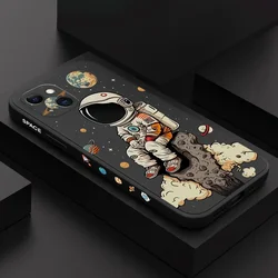 Saturn Cute Astronaut Phone Case For iphone 16e 14 13 12 11 7 8 Plus X XS XR 15 16 Pro Max Silicone Shockproof Cover for Child