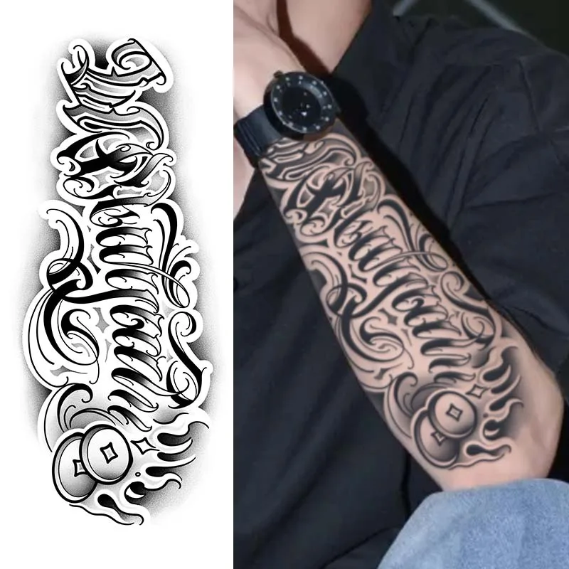 1pc Black round body waterproof temporary tattoo sticker, lasting 1-2 weeks, simulates semi-permanent fake tattoo