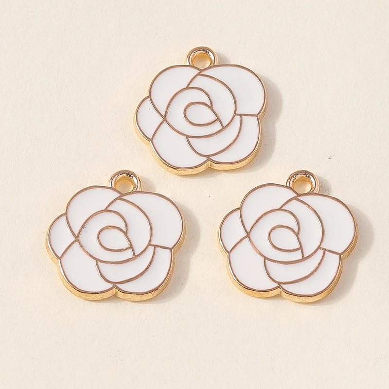20 Stück gemischte niedliche weiße Emaille-Blumenanhänger für die Schmuckherstellung, DIY-Ohrringe, Halsketten, Armbänder, Zubehör – Detail 6