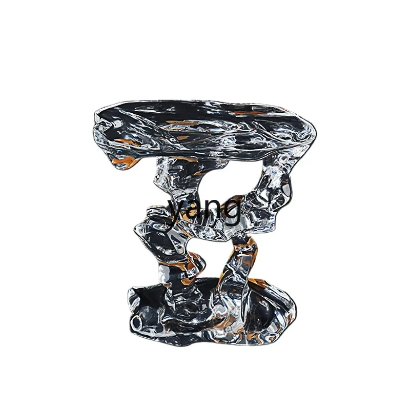 LH acrylic edge few Taihu stone platinum crystal transparent tea stool household tea table stool design corner few