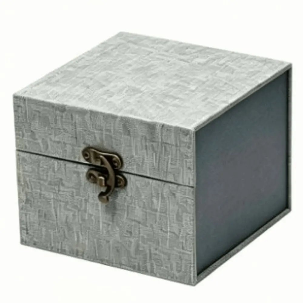 Linen Fabric Ball Jointed Doll Head Storage Box Density Board Copper Clasp Doll Head Storage Case Sponge Lining Gray