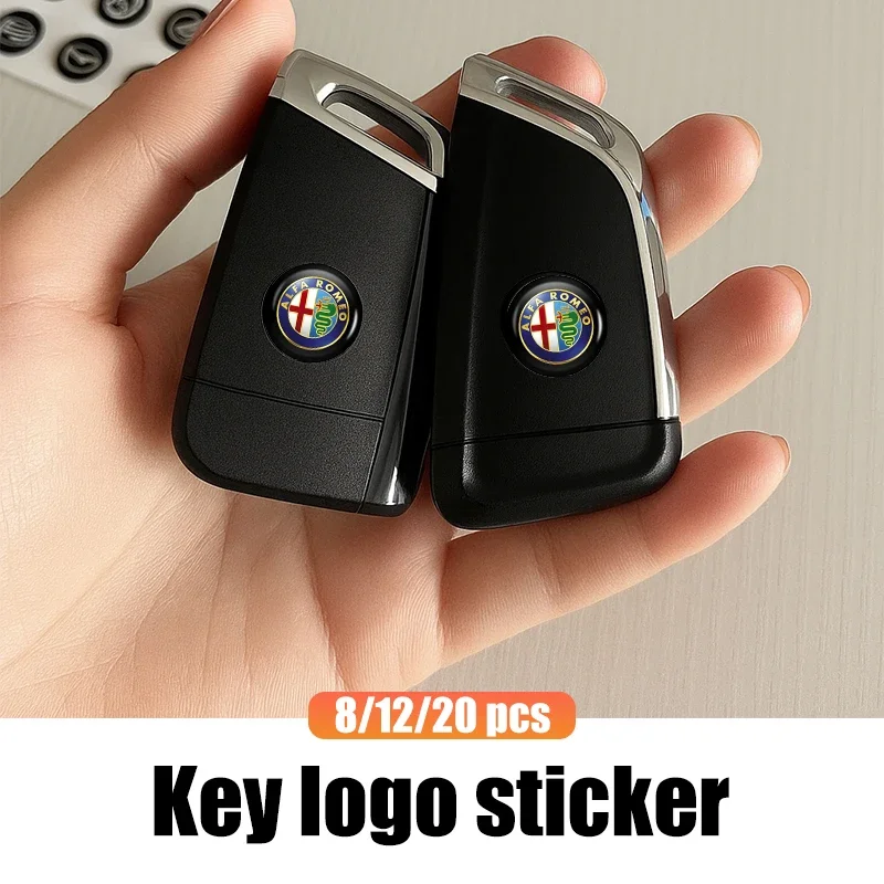 Hub Caps 8pcs Car Door Keyhole Protection Stickers Lock Core Decal For Alfa Romeo GT Stelvio F1 Brera Volante Tonale Gloria Disc view 5