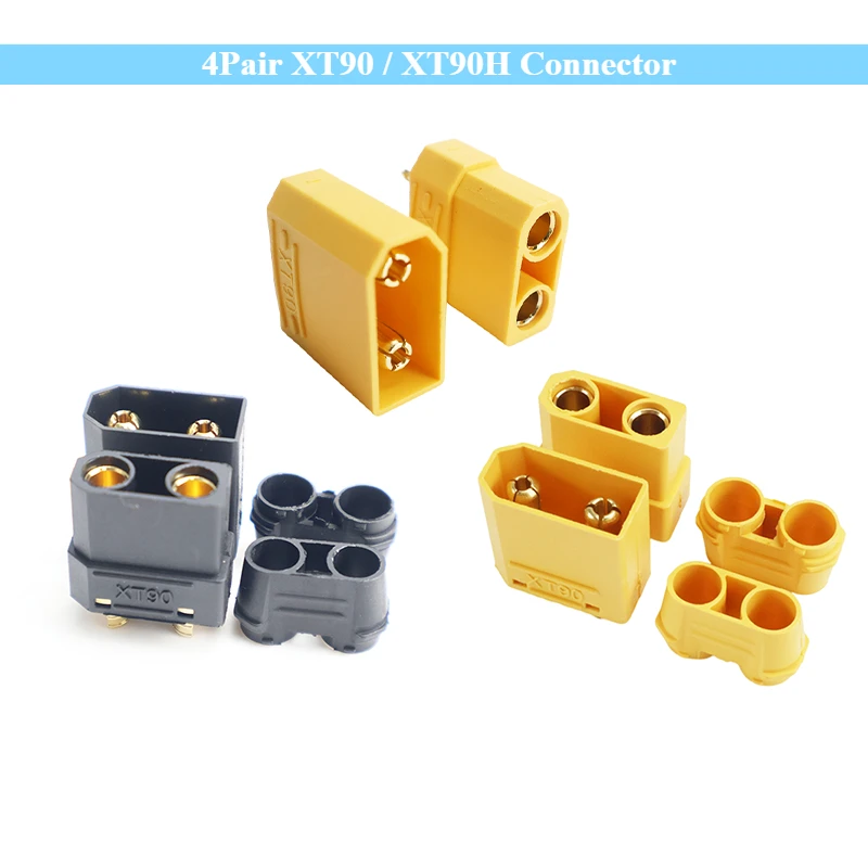 Nuovo 4 paia di connettori XT90 / XT90H coppia 90A anti-scintilla spina gialla e nera con coppe a saldare per batteria drone scooter elettrico fai da te