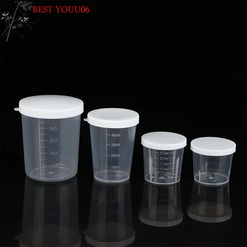 (YOUU06)10Pc 20/30/50/100ml Clear Liquid Pill Measuring Cup With Lid Travel Pill Organizer Cup Container For Liquid Medicine
