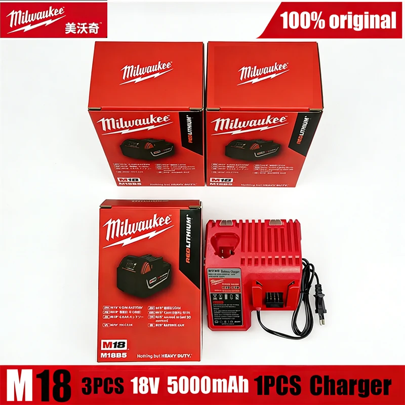 

6.0Ah Milwaukee M18 21700 Lithium Ion Battery 5.0Ah Interchangeable 18V for M18B8 M18B5 Power Tools Compatible with 48-11-1850 4