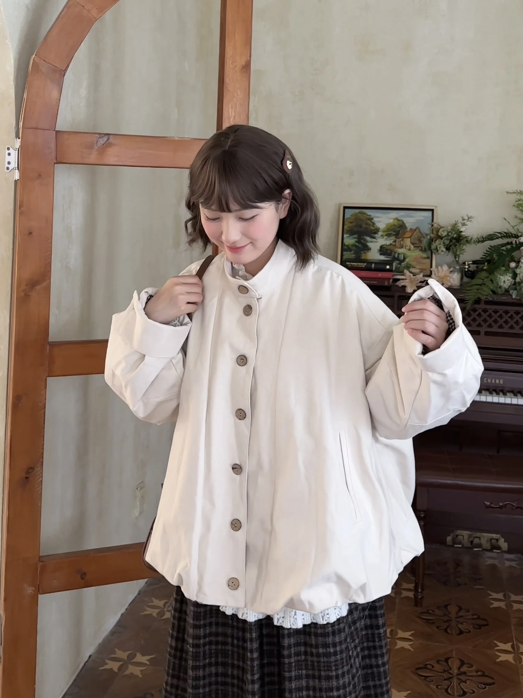 

Женское свободное теплое пальто из хлопка Thiened, воротник-стойка на одной пуговице, верхняя одежда в стиле ретро, длинное све, однотонное, для поездок на работу