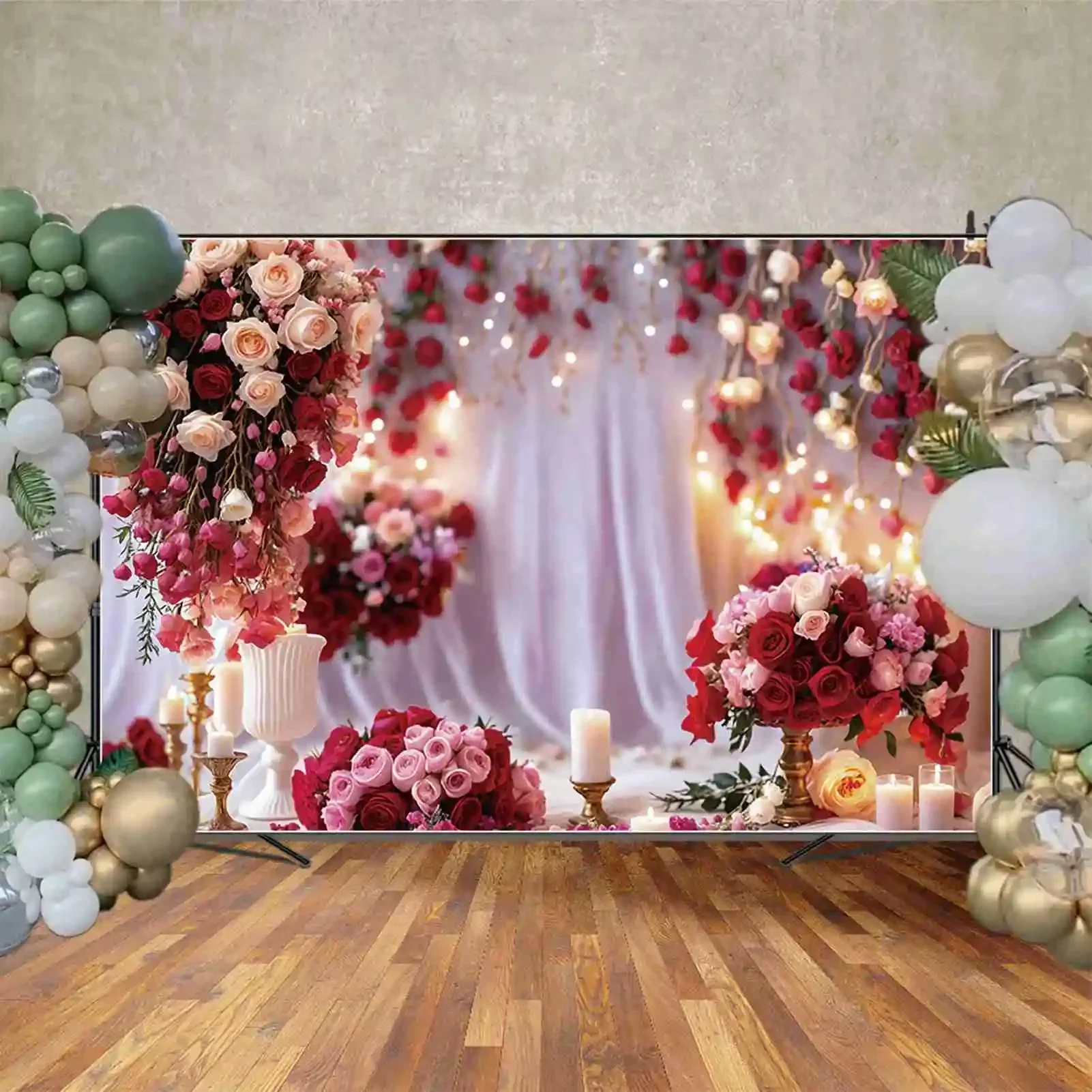 MOON.QG عيد الحب 14 فبراير باب التصوير خلفية ستارة حمراء بريق روز التصوير خلفية زوجين استوديو فوتوزون