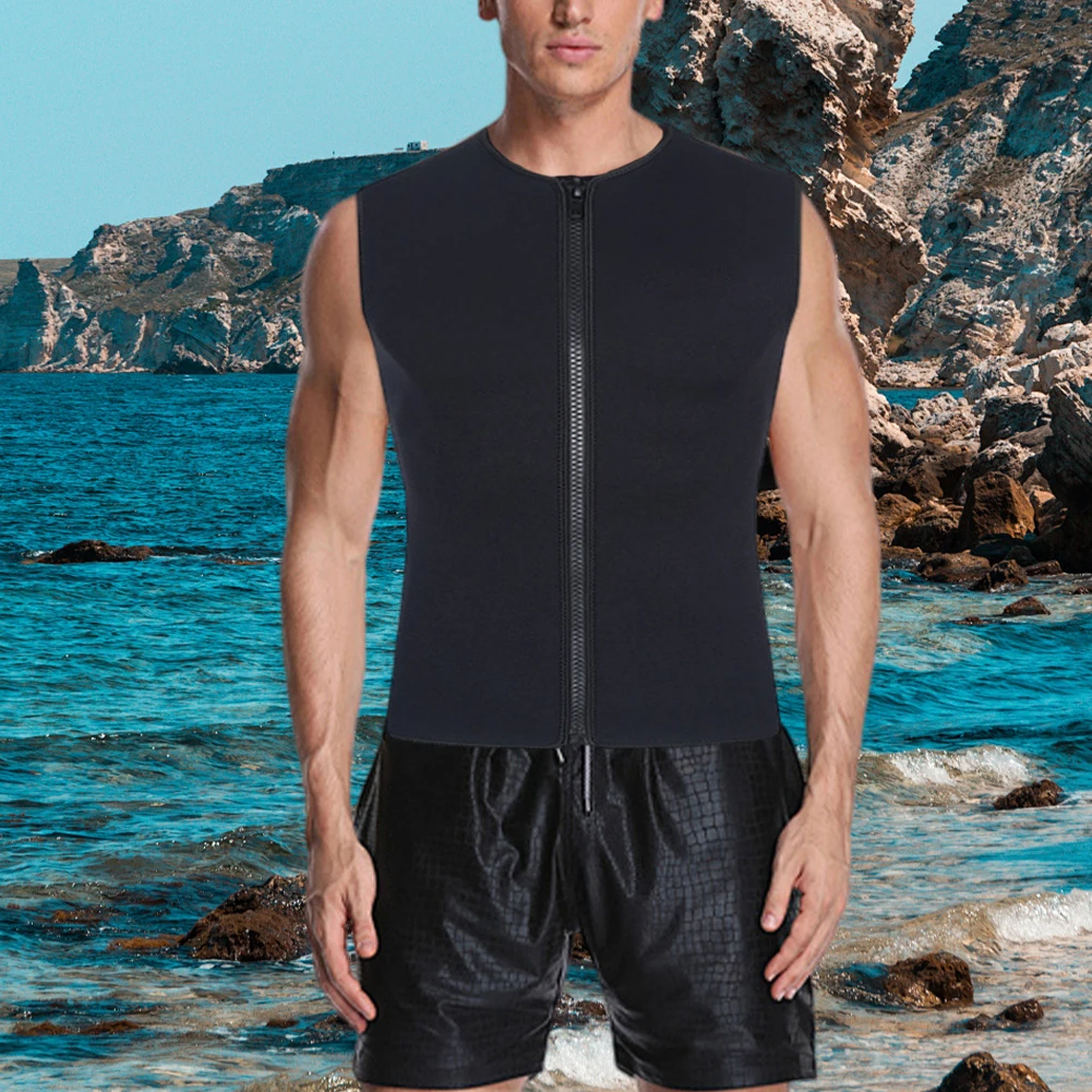 Мужской гидрокостюм, неопреновый жилет 3 мм с молнией спереди, эластичный жилет для плавания для плавания, дайвинга