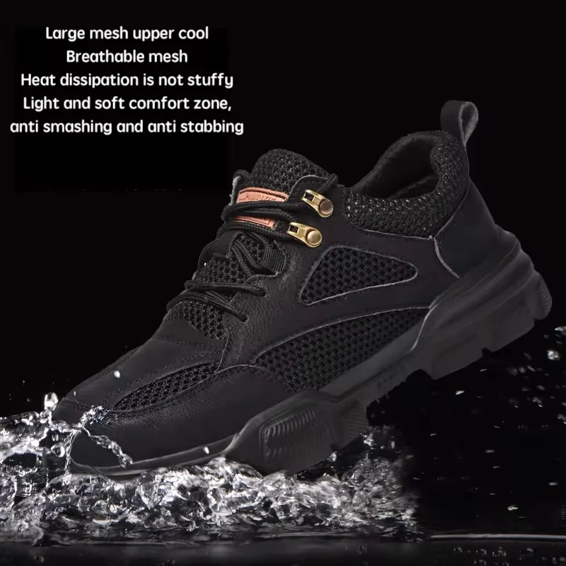 Heren Enkellaarzen Zomer Mesh Ademende Veiligheidsschoenen Stalen Neus Sport Sneaker Lichtgewicht Constructie Veiligheidslaarzen Voor Man